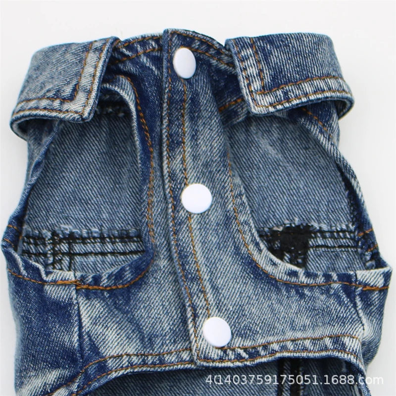 Dog Jeans Jacket  Harness - Scratch Design Dog Clothes