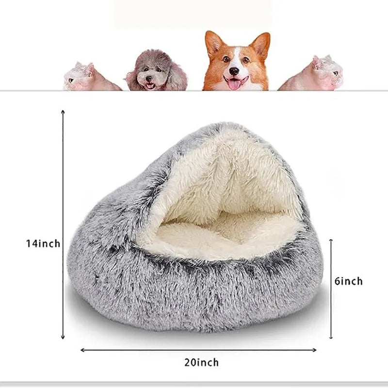 Soft Plush Round Bed for Cat and Dog