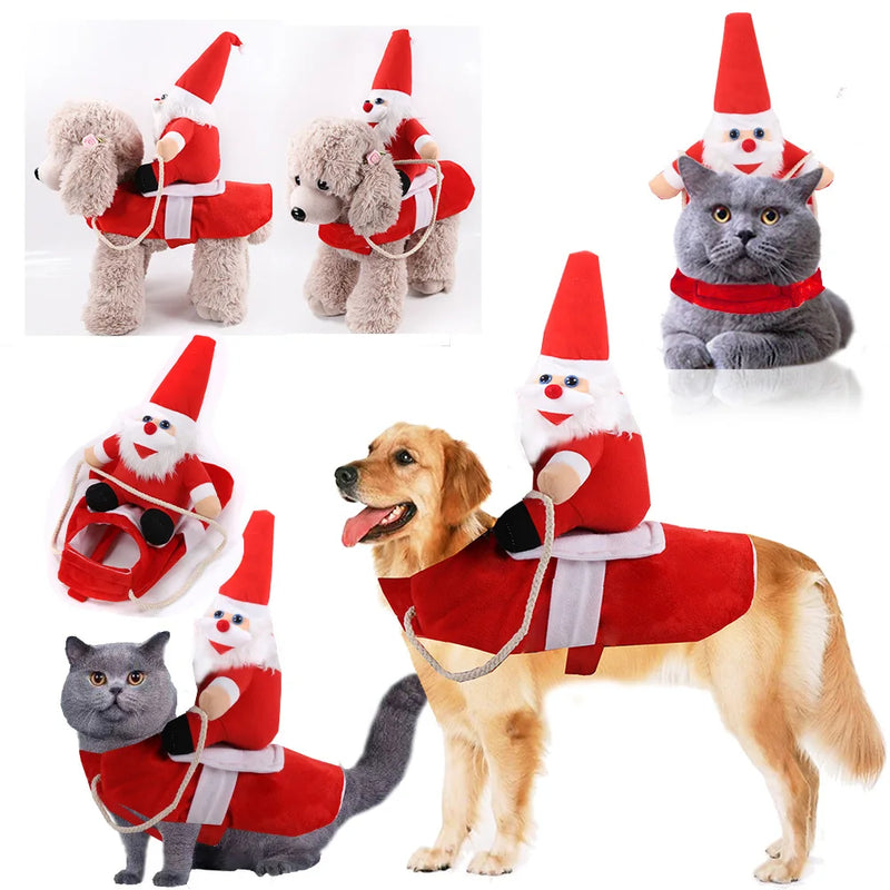 Pet Costume Cowboy and Santa Claus Rider