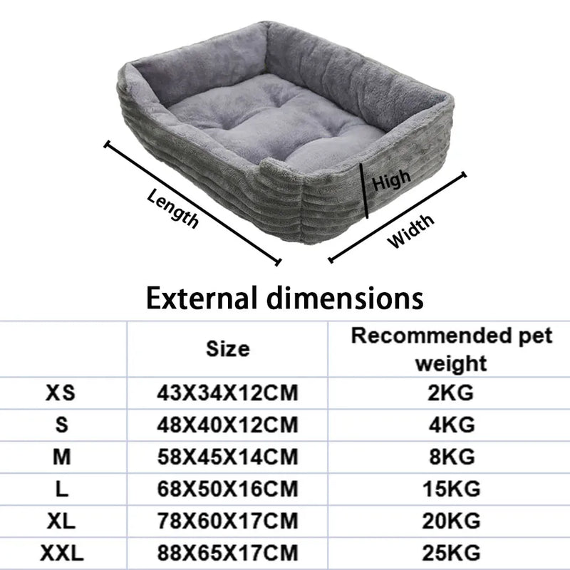 Pet Square Plush Kennel Bed