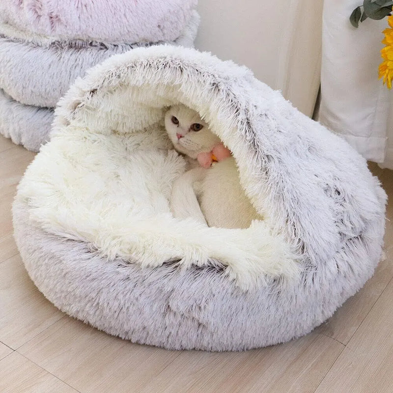 Soft Plush Round Bed for Cat and Dog