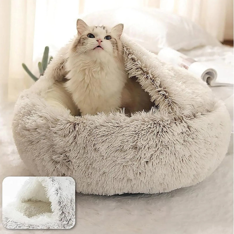 Soft Plush Round Bed for Cat and Dog