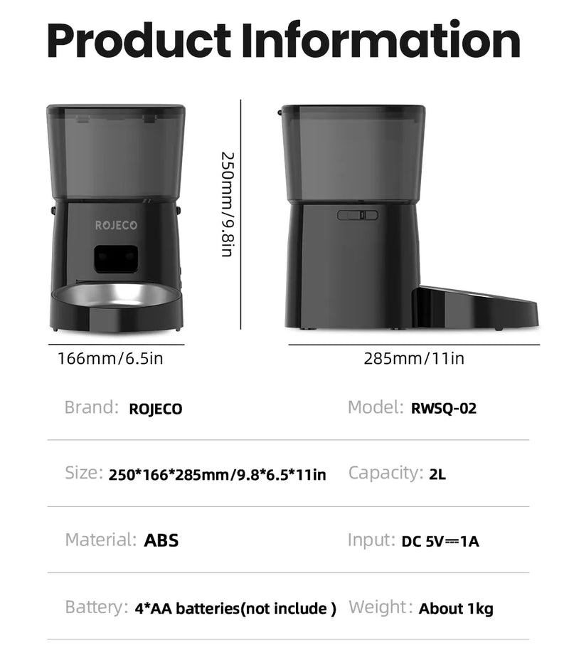 Automatic Pet Feeder Wireless  - 67.6 oz - ROJECO