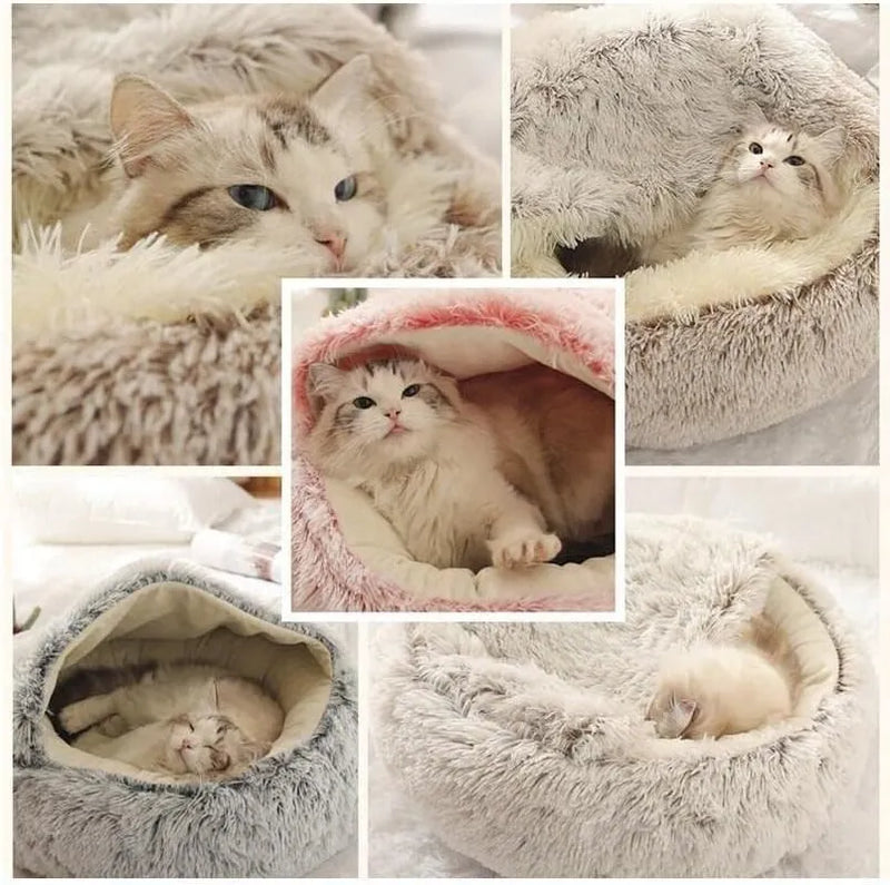 Soft Plush Round Bed for Cat and Dog